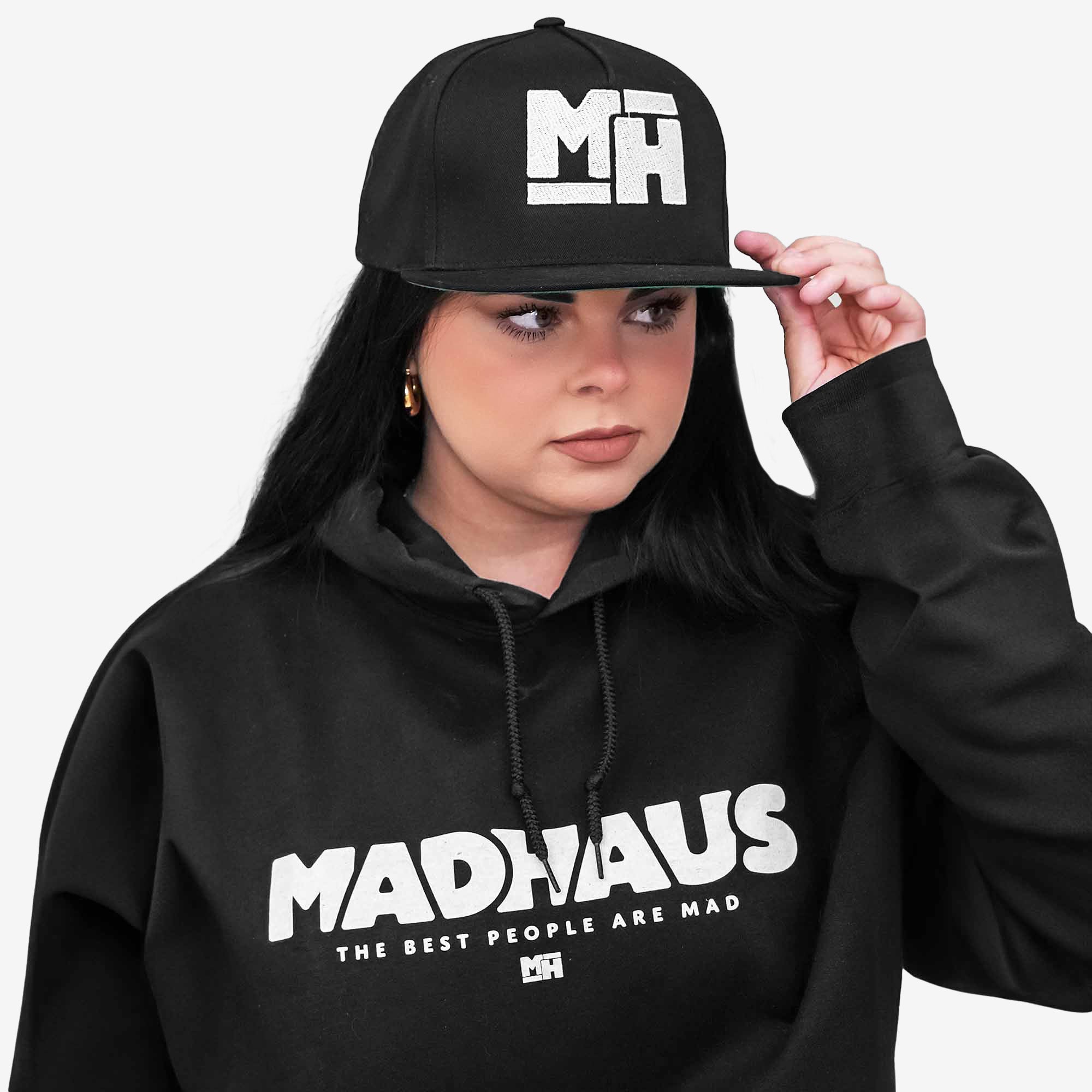 MadHaus Black 5 Panel Retro Hat with White Logo